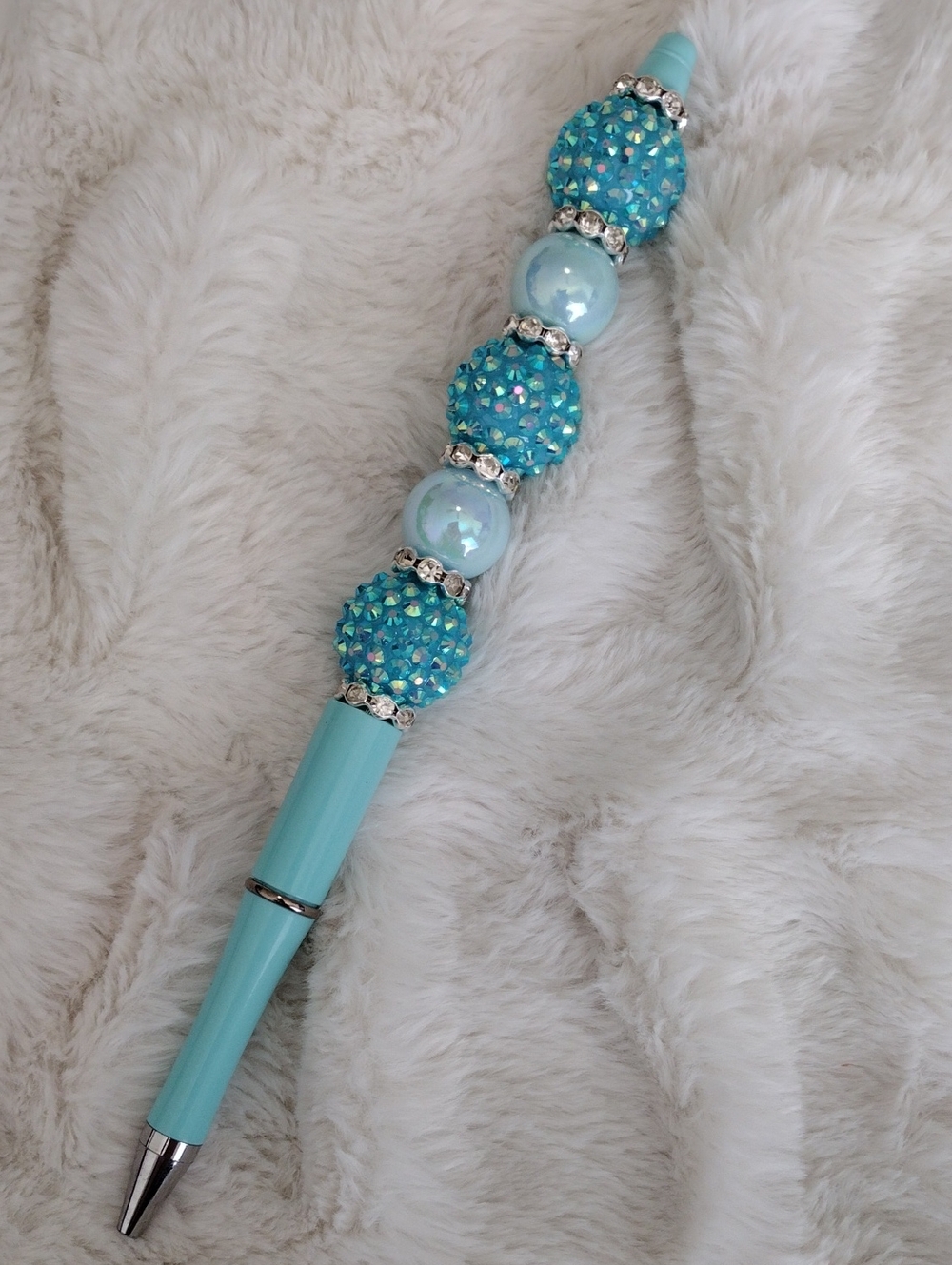 Turquoise Crystal Beaded Ballpoint Pen - Home Office